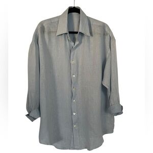 Vitamin A Oversize Linen Playa Boyfriend Shirt Light Blue Women’s Size Small